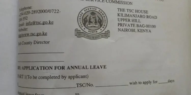 Teachers Service Commission, TSC, Annual Leave given to teachers ; Procedure/ How to apply for annual leave