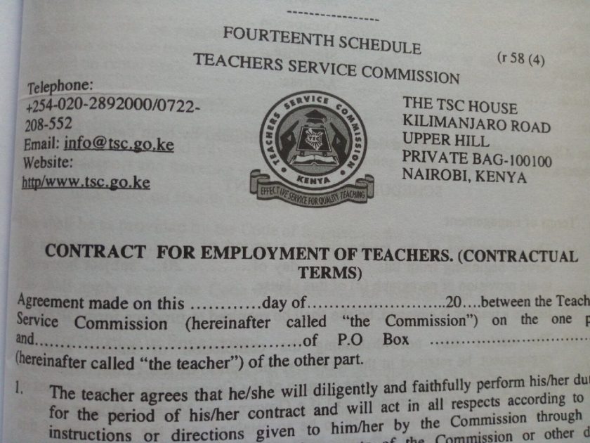 TSC CONTRACT FOR EMPLOYMENT OF TEACHERS