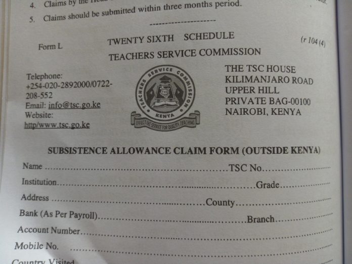 TSC SUBSISTENCE ALLOWANCE CLAIM FORM