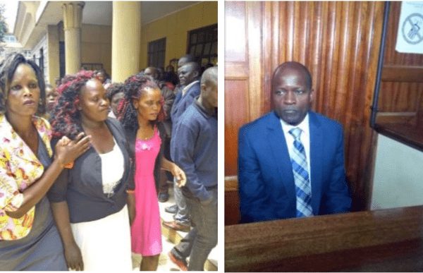 mother to slain university student Sharon Otieno, left, and Okoth Obado, right