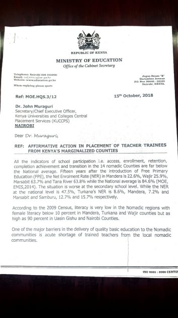 Ministry of Education reduces entry grades into colleges for students from marginalized areas/ MOE’s Affirmative action for students from marginalized areas.