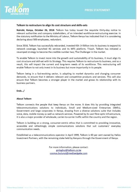 Telkom Kenya to sack, fire, lay off about 500 workers