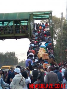 Photo- Nairobians trekking to work this morning.