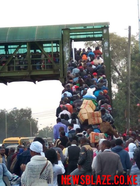 Photo- Nairobians trekking to work this morning.