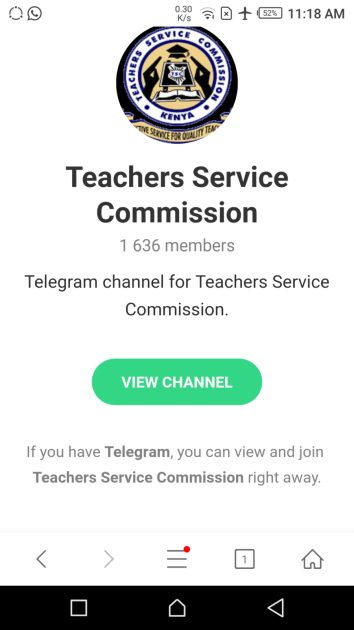 The Teachers Service Commission's Telegram Channel