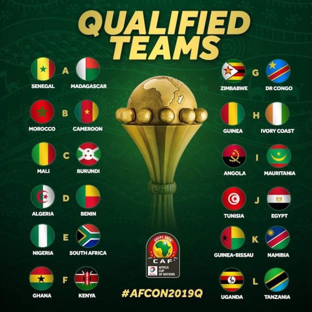 Full list of teams to compete at this year’s Africa Cup of Nations, AFCON, finals in Egypt