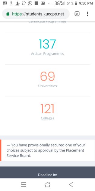 2019/2020 KUCCPS Admissions- How to know if a student has been placed into any of the courses applied for