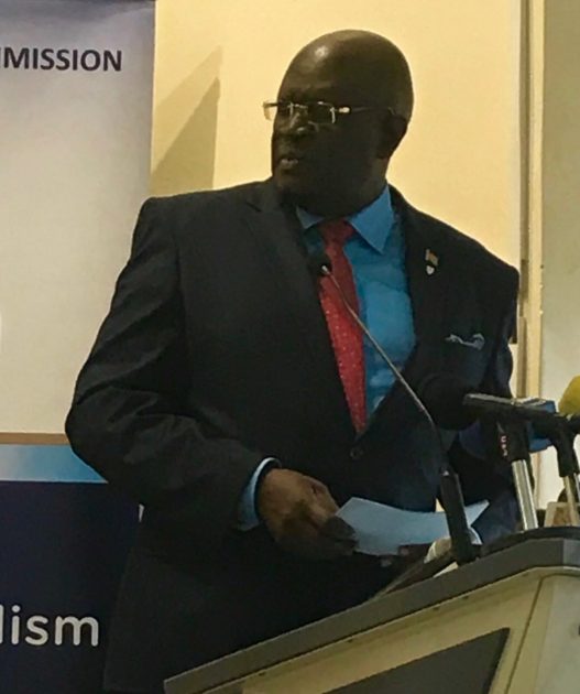 Education Cabinet Secretary Prof George Magoha during the launch of the New Competency Based Curriculum training exercise at Uhuru Gardens Primary School, Nairobi, on Tuesday 23rd April, 2019