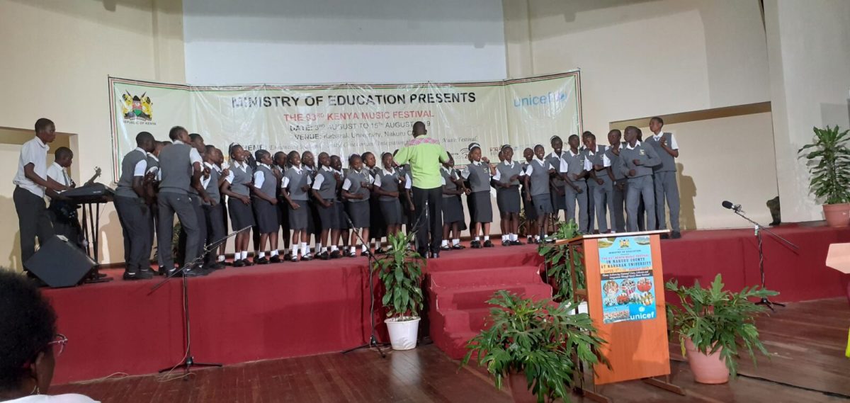 Image- Sacred Heart Secondary school from Coast in a rendition of a Zilizopendwa song during this year's Kenya Music festival at Kabarak university.