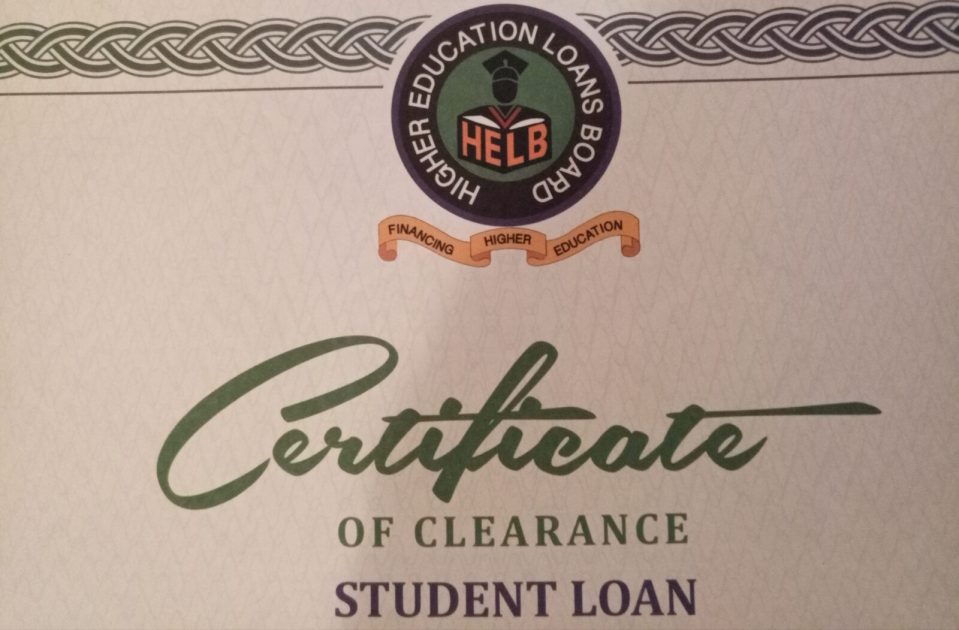 Helb certificate of clearance for a student's loan