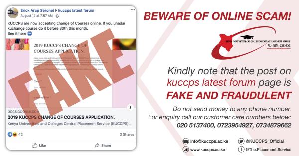 Beware of KUCCPS online scammers
