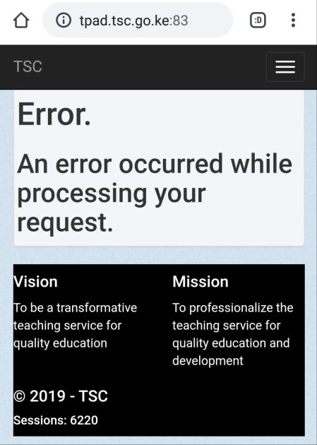 TPAD portal experiences run time errors.