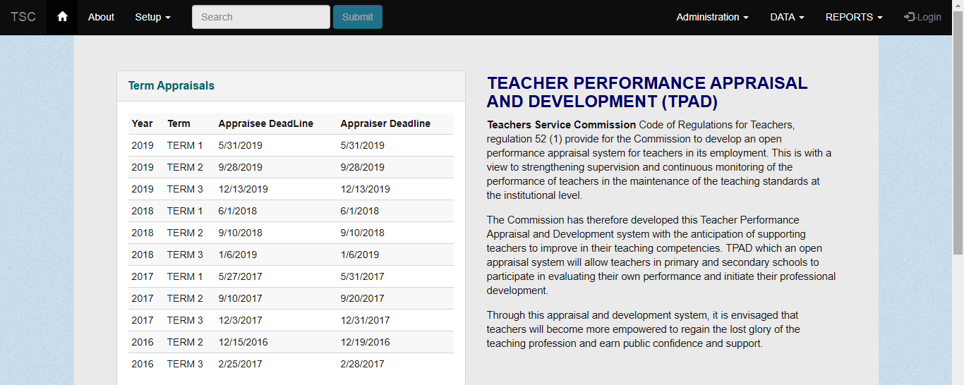 TSC sets deadline for filling 2019 term 3 TPAD data online by teachers; How to fill Teachers' Appraisal form online, deadline for Appraiser and Appraisee data