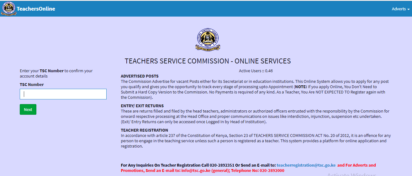 TSC Portal for filing 2019 assets, liabilities and income returns; https://tsconline.tsc.go.ke/site/index