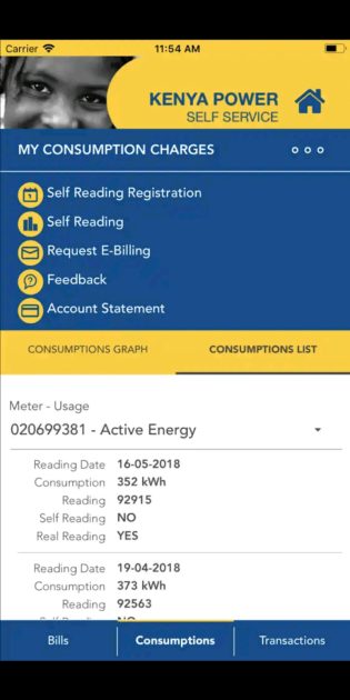 KPLC Self Service App. Available at Play store.