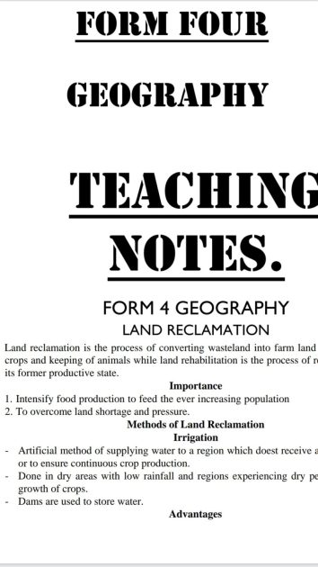 Free Geography notes, schemes, lesson plans, KCSE Past Papers, Termly Examinations, revision materials and marking schemes.
