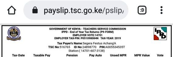 The P9 Form. TSC teachers P9 form online.