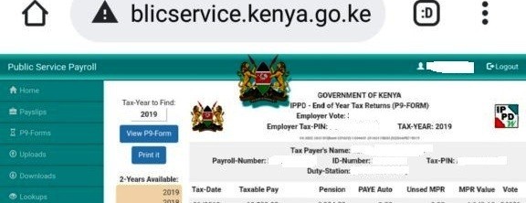 P9 forms for all public servants from the ghris portal; https://www.ghris.go.ke/