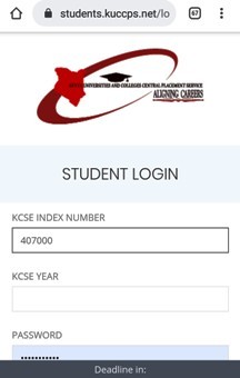 KUCCPS students portal; https://students.kuccps.net/