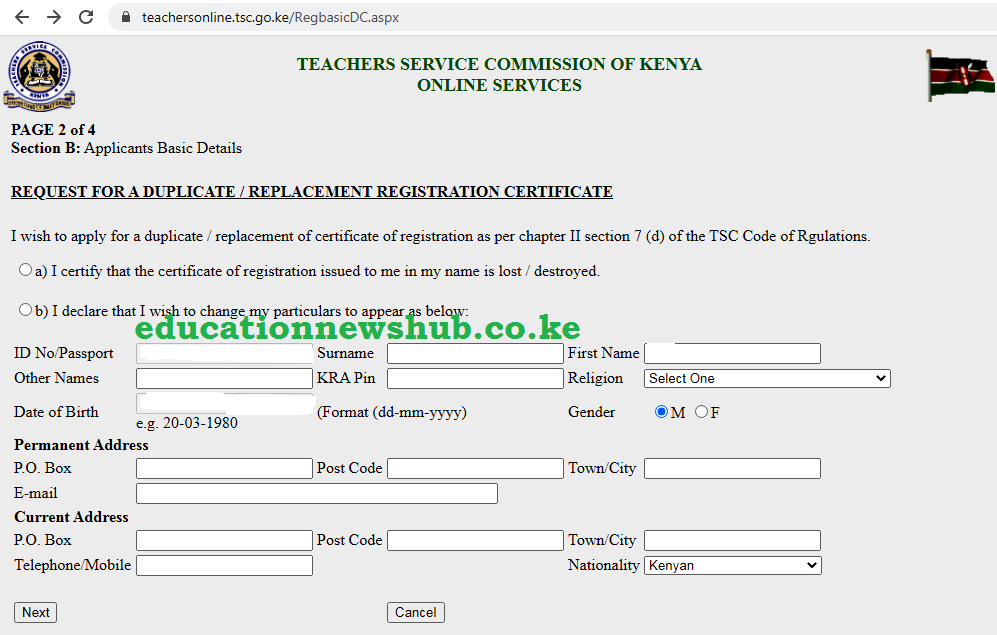 Replacing a lost TSC Registration Certificate. Here is the online procedure.