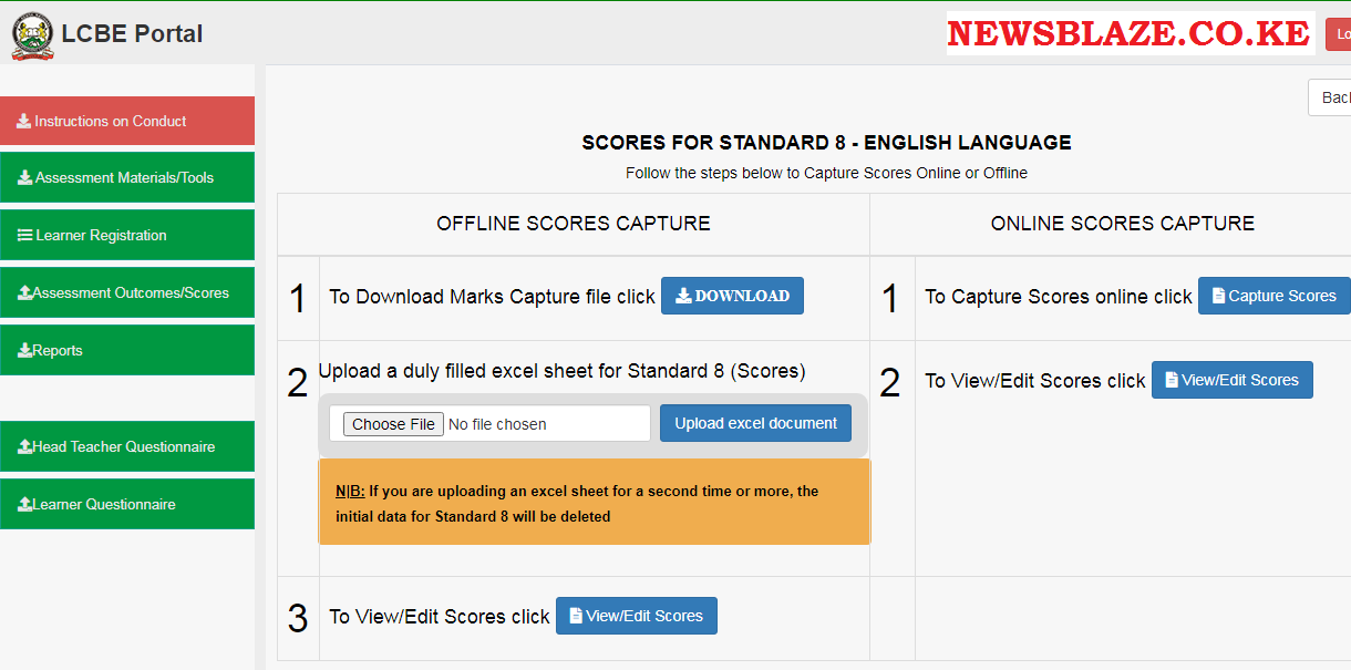 KNEC LCBE portal for Standard 8 scores https://lcbe.knec.ac.ke/