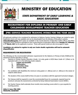 Application form for Diploma in Primary Education Course.