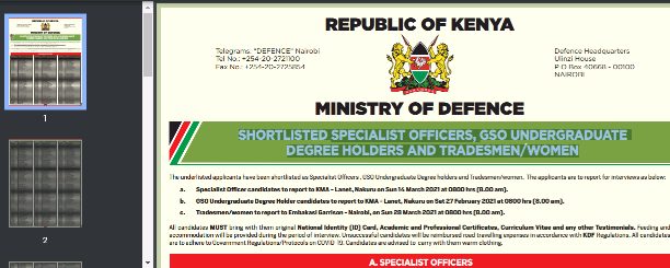 Shortlisted Cadets 2021