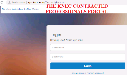 CP2 portal for Knec Contracted Professionals.
