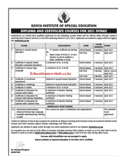 Dip and Cert in SNE KISE_Advert 2021.