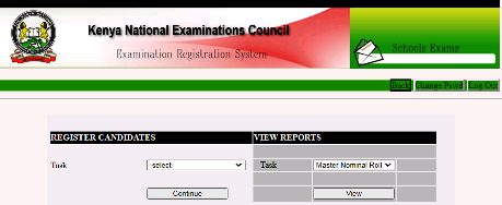 The KCSE Registration Portal.