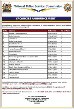 Apply for these open vacancies at the National Police Service.