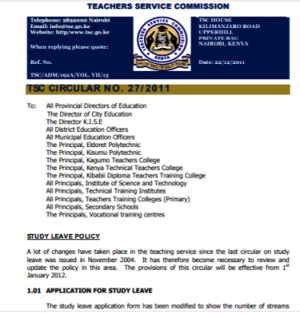 TSC latest circular on study leave application. Newsblaze.