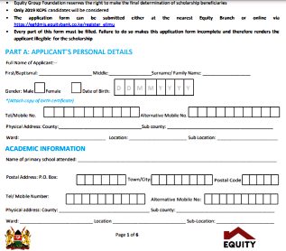 The Elimu Scholarship Application Form 2021