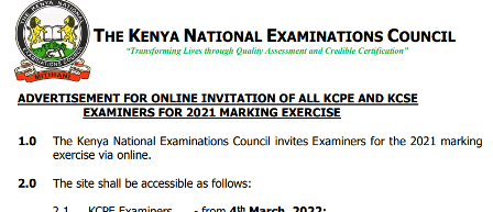 Knec Examiners 2022