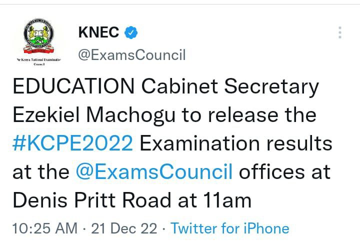 KCPE 2022 Exam Results
