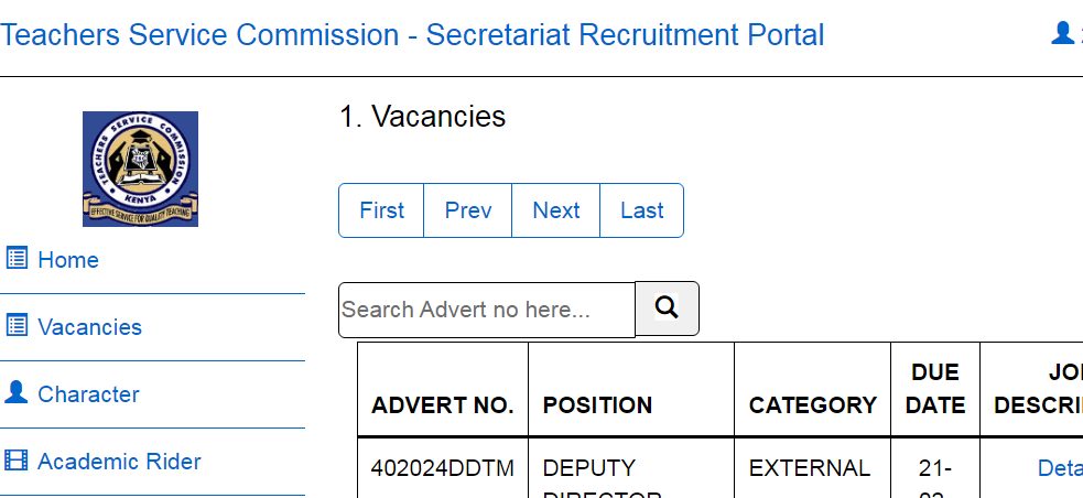 TSC vacancies online application portal
