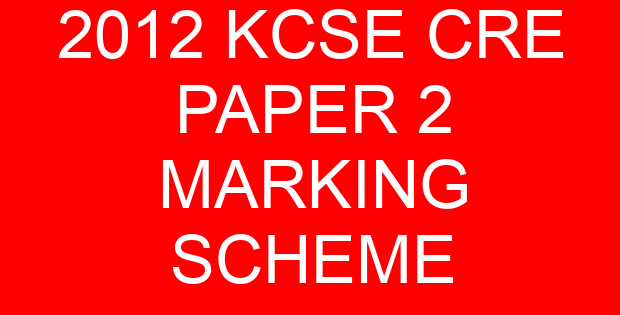 2012 KCSE CRE PAPER 2 MARKING SCHEME