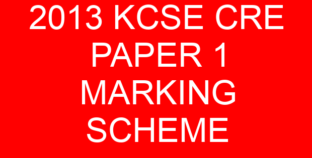 2013 KCSE CRE PAPER 1 MARKING SCHEME