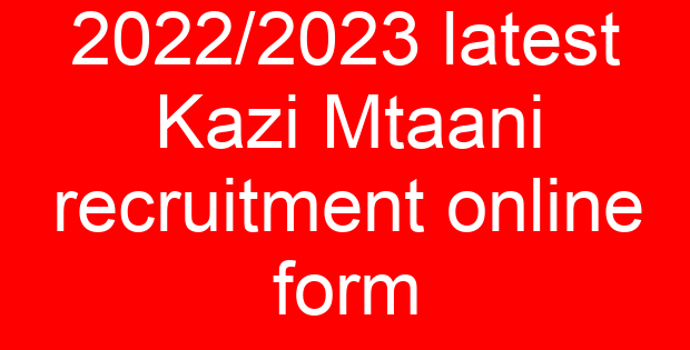 2022/2023 latest Kazi Mtaani recruitment online form