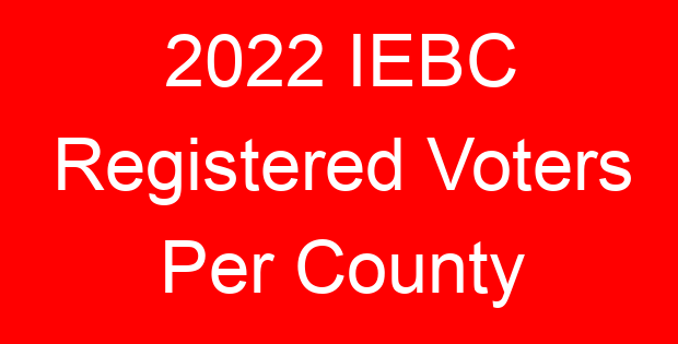 2022 IEBC Registered Voters Per County