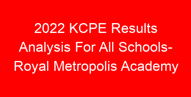 2022 KCPE Results Analysis For All Schools- Royal Metropolis Academy