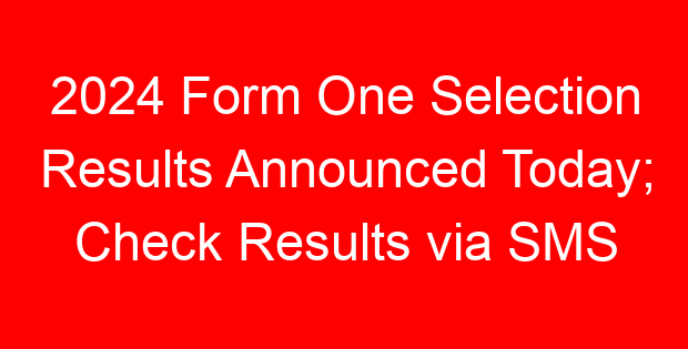 2024 Form One Selection Results Announced Today; Check Results via SMS