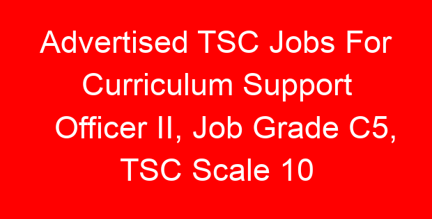 Advertised TSC Jobs For Curriculum Support Officer II, Job Grade C5, TSC Scale 10