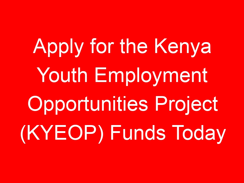 Apply for the Kenya Youth Employment Opportunities Project (KYEOP) Funds Today