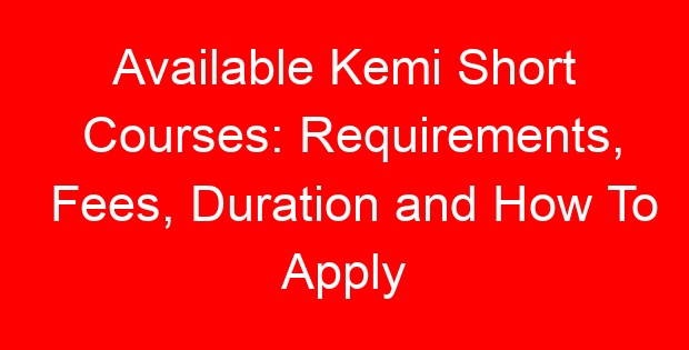 Available Kemi Short Courses: Requirements, Fees, Duration and How To Apply