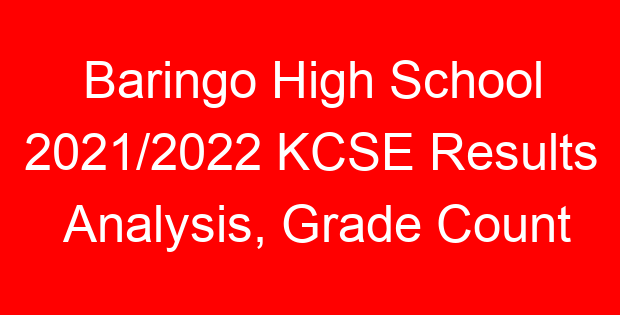 Baringo High School 2021/2022 KCSE Results Analysis, Grade Count