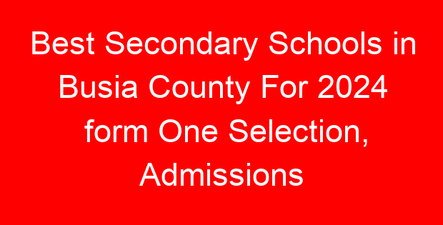 Best Secondary Schools in Busia County For 2024 form One Selection, Admissions