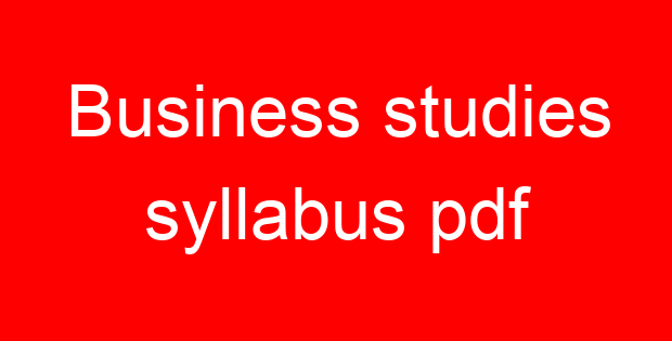 Business studies syllabus pdf