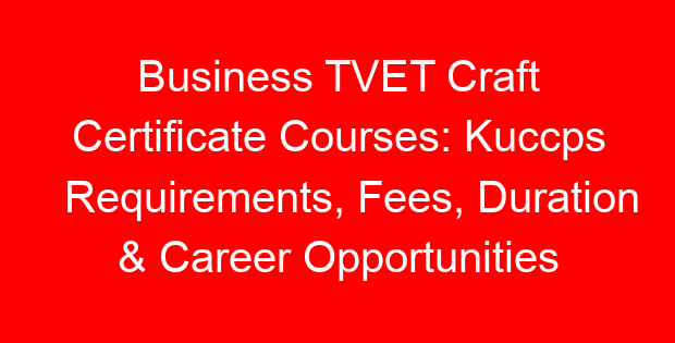 Business TVET Craft Certificate Courses: Kuccps Requirements, Fees, Duration & Career Opportunities