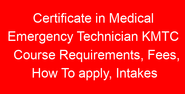 Certificate in Medical Emergency Technician KMTC Course Requirements, Fees, How To apply, Intakes and KMTC Campuses